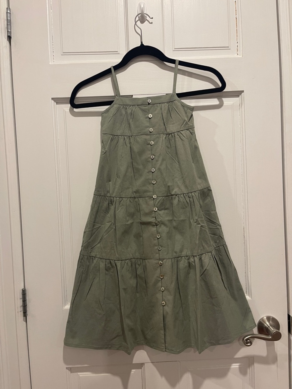 Sage Green Tiered Button-Front Midi Dress